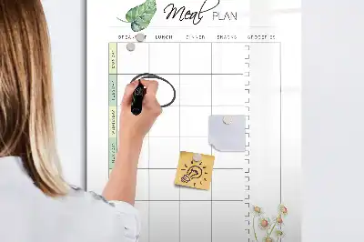 Pizarra magnética de cristal borrable para plan de comidas