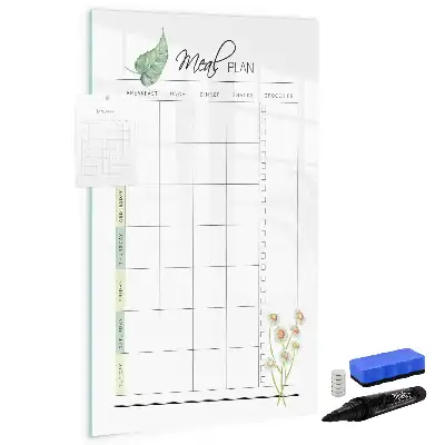 Pizarra magnética de cristal borrable para plan de comidas