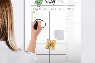Pizarra magnética de cristal borrable para plan de comidas