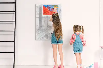 Pizarra magnética decorativa con rotulador diseño pared de hormigón