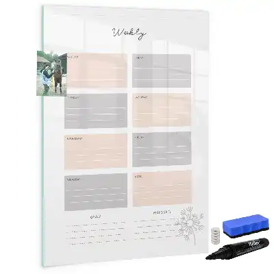 Planificador semanal pizarra magnética decorativa con rotulador