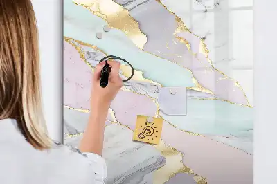 Pizarra magnética de cristal diseño de mármol decorativo
