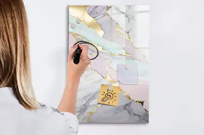 Pizarra magnética de cristal diseño de mármol decorativo
