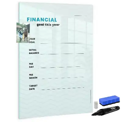 Pizarra magnética de cristal borrable planificador financiero