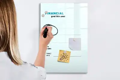 Pizarra magnética de cristal borrable planificador financiero