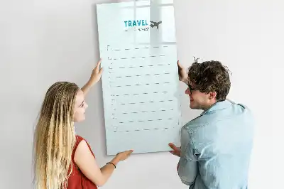 Pizarra magnética borrable de cristal planificador de viajes