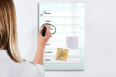 Planificador semanal pizarra magnética decorativa con rotulador