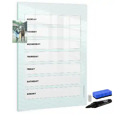 Planificador semanal pizarra magnética decorativa con rotulador