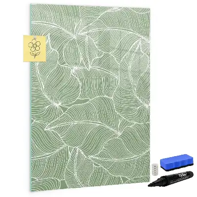 Pizarra magnética decorativa con rotulador con diseño de hojas grandes