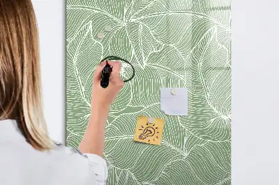 Pizarra magnética decorativa con rotulador con diseño de hojas grandes
