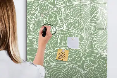 Pizarra magnética decorativa con rotulador con diseño de hojas grandes