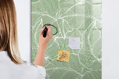 Pizarra magnética decorativa con rotulador con diseño de hojas grandes