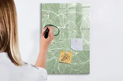Pizarra magnética decorativa con rotulador con diseño de hojas grandes