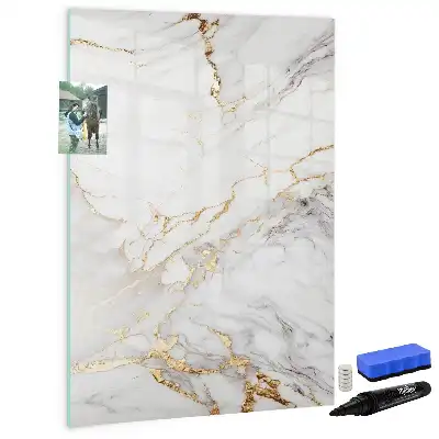 Pizarra magnética decorativa con diseño de mármol y rotulador
