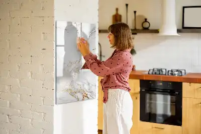 Pizarra magnética decorativa con diseño de mármol y rotulador