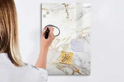 Pizarra magnética decorativa con diseño de mármol y rotulador