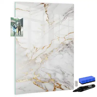 Pizarra magnética decorativa con diseño de mármol y rotulador