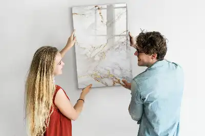 Pizarra magnética decorativa con diseño de mármol y rotulador