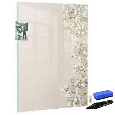 Pizarra magnética de cristal borrable diseño de flores delicadas