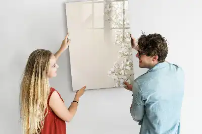 Pizarra magnética de cristal borrable diseño de flores delicadas