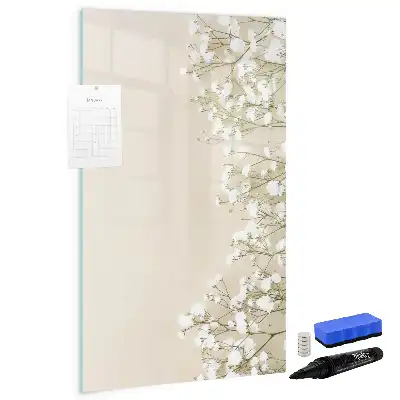 Pizarra magnética de cristal borrable diseño de flores delicadas