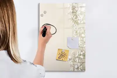 Pizarra magnética de cristal borrable diseño de flores delicadas