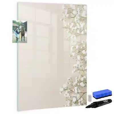 Pizarra magnética de cristal borrable diseño de flores delicadas
