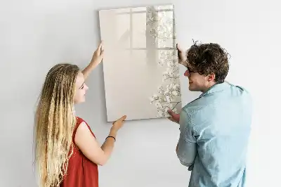 Pizarra magnética de cristal borrable diseño de flores delicadas