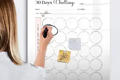 Pizarra magnética borrable de cristal diseño para reto de 30 días