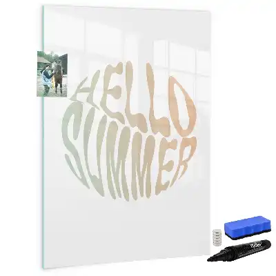 Pizarra magnética decorativa con rotulador con diseño de texto Hola verano