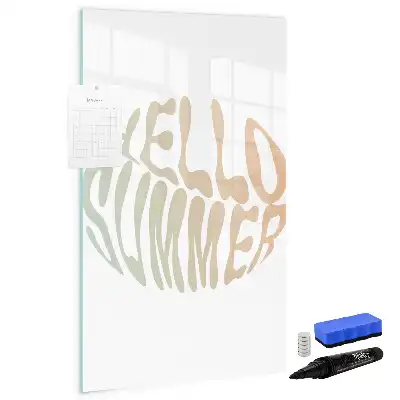 Pizarra magnética decorativa con rotulador con diseño de texto Hola verano