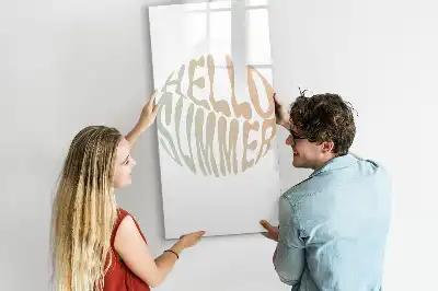 Pizarra magnética decorativa con rotulador con diseño de texto Hola verano