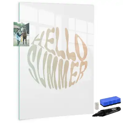 Pizarra magnética decorativa con rotulador con diseño de texto Hola verano