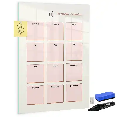 Pizarra magnética de cristal borrable calendario de cumpleaños