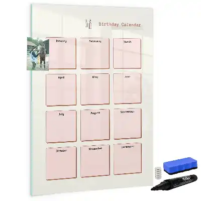 Pizarra magnética de cristal borrable calendario de cumpleaños