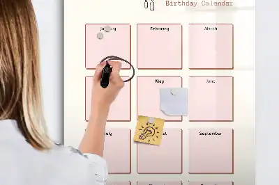 Pizarra magnética de cristal borrable calendario de cumpleaños