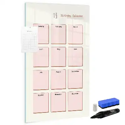 Pizarra magnética de cristal borrable calendario de cumpleaños