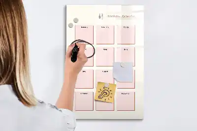 Pizarra magnética de cristal borrable calendario de cumpleaños