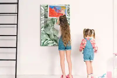 Pizarra magnética decorativa diseño hojas en acuarela con rotulador
