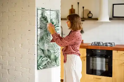 Pizarra magnética decorativa diseño hojas en acuarela con rotulador