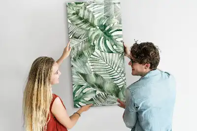 Pizarra magnética decorativa diseño hojas en acuarela con rotulador