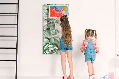 Pizarra magnética decorativa diseño hojas en acuarela con rotulador