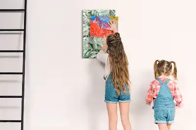 Pizarra magnética decorativa diseño hojas en acuarela con rotulador