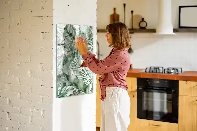 Pizarra magnética decorativa diseño hojas en acuarela con rotulador