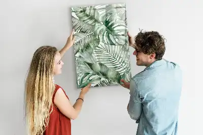 Pizarra magnética decorativa diseño hojas en acuarela con rotulador