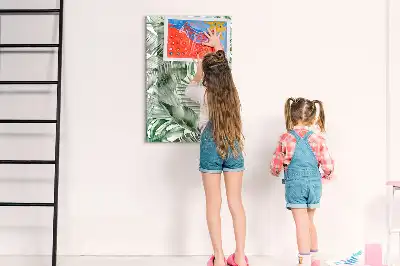 Pizarra magnética decorativa diseño hojas en acuarela con rotulador