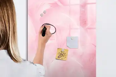Pizarra magnética borrable de cristal diseño con plumas delicadas