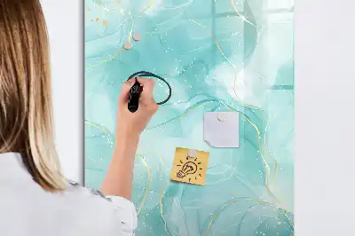 Pizarra magnética de cristal borrable diseño con abstracción de mármol