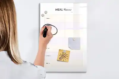Planificador de comidas de cristal con pizarra magnética borrable
