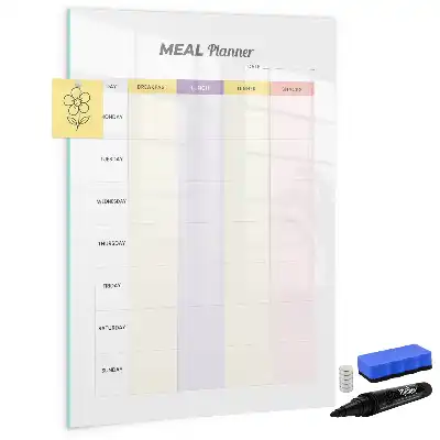 Planificador de comidas de cristal con pizarra magnética borrable